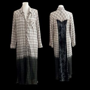 Anthropologie Aratta Silent Journey Plaid Dress Velvet floral back boho western
